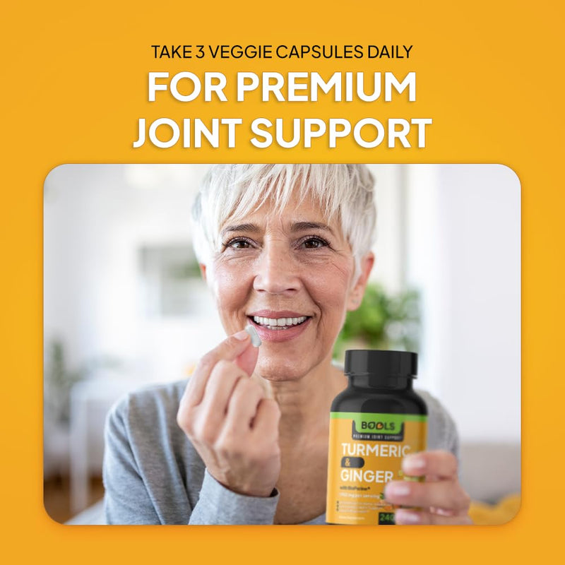 Turmeric Curcumin Supplement with BioPerine & Ginger, Turmeric Curcumin with Black Pepper 1950mg for Max Absorption Joint Support- Non-GMO Turmeric Supplement, Vegan, 240 Capsules - BeesActive Australia