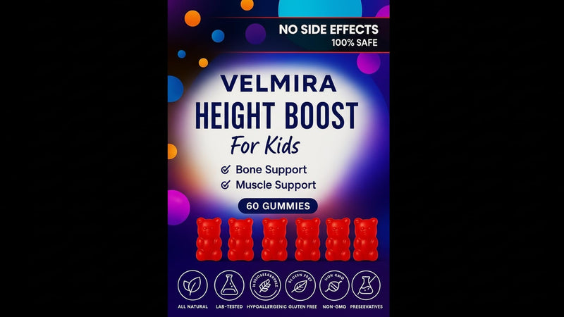 Velmira® Heightener Gummies for Bone Health & Development Support – Essential Vitamins & Minerals, Easy-to-Chew Gummies for Kids, Teens & Adults (Ages 5+)