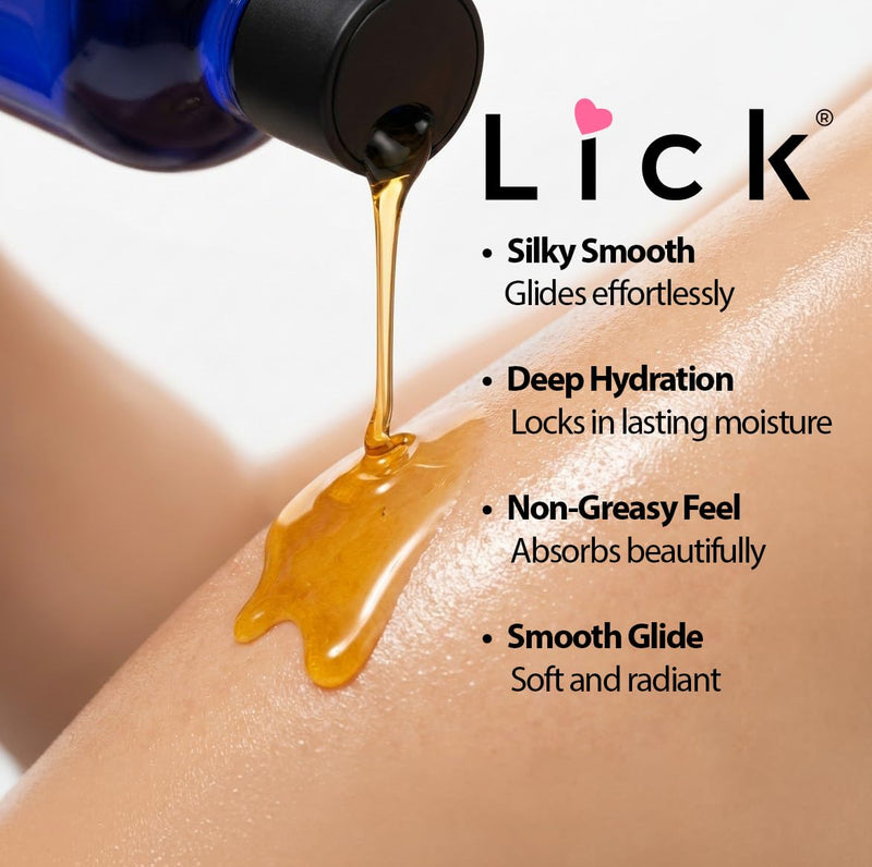LICK Strawberries & Whipped Cream Scented Body Oil – Non-Greasy Daily Hydration with Almond Oil & Vitamin E – 4 oz