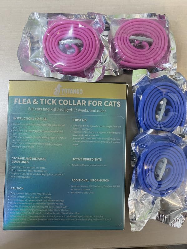 4 Pack Flea Collar for Cats, 32 Months Flea and Tick Prevention for Cats, Waterproof Cat Flea Collar, Natural Cat Flea and Tick Treatment, Adjustable Flea and Tick Collar for Cats Kittens(Blue&Pink) - BeesActive Australia