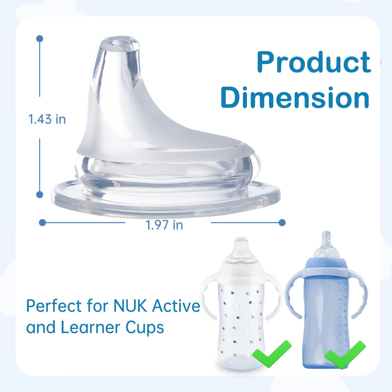 8Pack Replacement Silicone Spout Compatible with NUK, Soft Spout Replacement for NUK Active and Learner Cups, Easy Transition from Bottle to Cup, No Spill for Sippy Cup Nipples