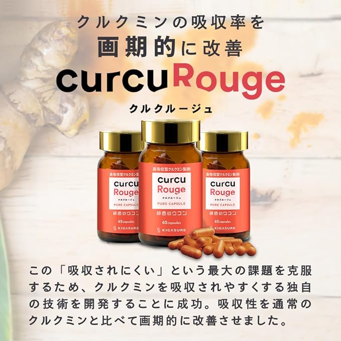 CannaTech CurcuRouge Highly Absorbent Curcumin Supplement 62 tablets 1 month supply Developed by a venture from Kyoto University curcuRouge 93 times more absorbent Turmeric - BeesActive Australia