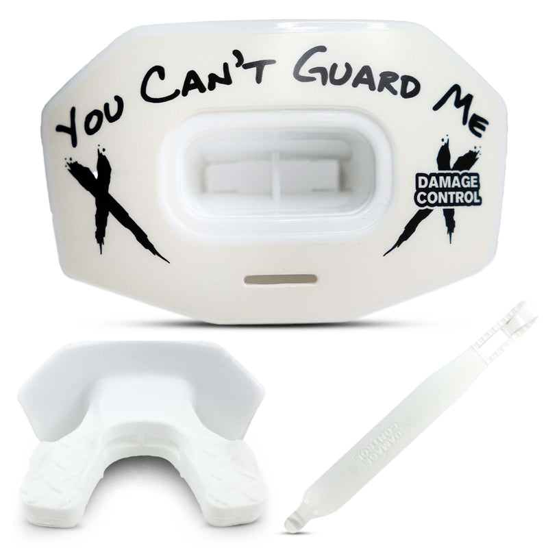 DAMAGE CONTROL Youth Football Mouth Guard – Breathable No Boil Mouthpiece, Protects Lips & Teeth, Works with Braces, Includes Helmet Strap – Sports Gear & Accessories (You Can't Guard Me) You Can't Guard Me