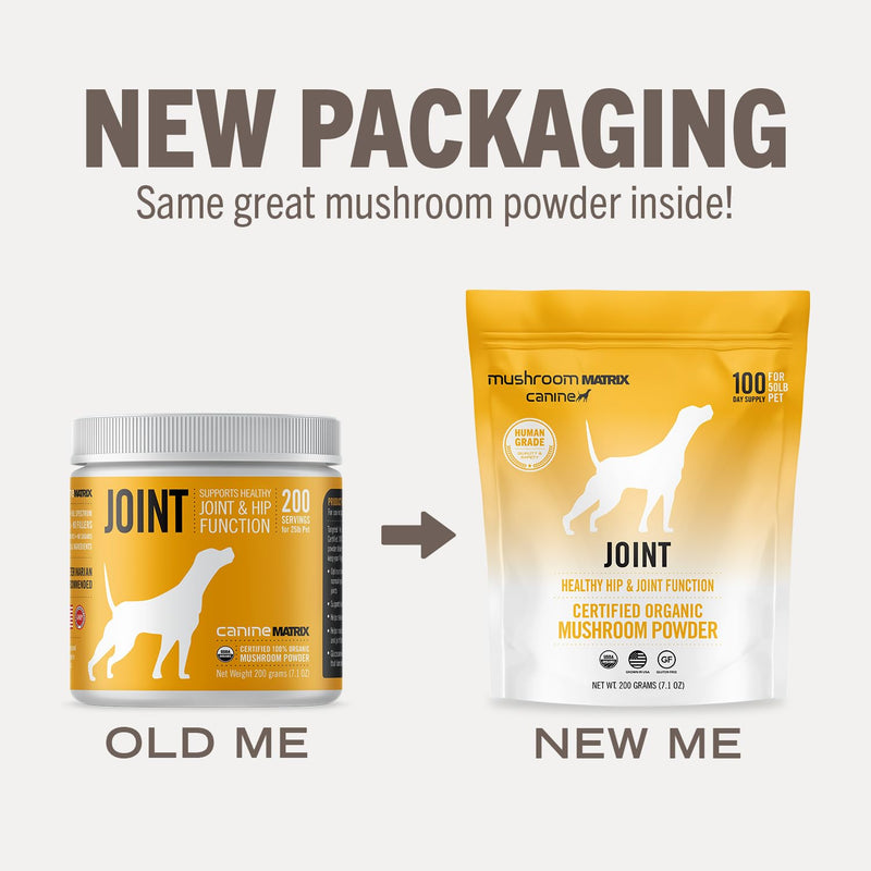 Om Mushroom Matrix Pet Joint & Hip Function, USA Grown Human-Grade Organic Mushroom Powder Pet Supplement, Promotes Resilient Bones & Joints for Dogs & Cats, 200 Grams, 7.1 oz - PawsPlanet Australia