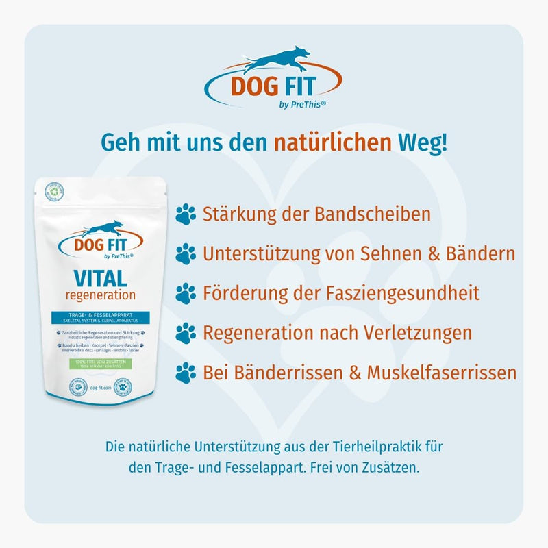 DOG FIT by PreThis® VITAL Regeneration for dogs I Strengthening the intervertebral discs, for herniated discs, weak tendons and ligaments, cartilage wear and after operations I Free from additives - BeesActive Australia