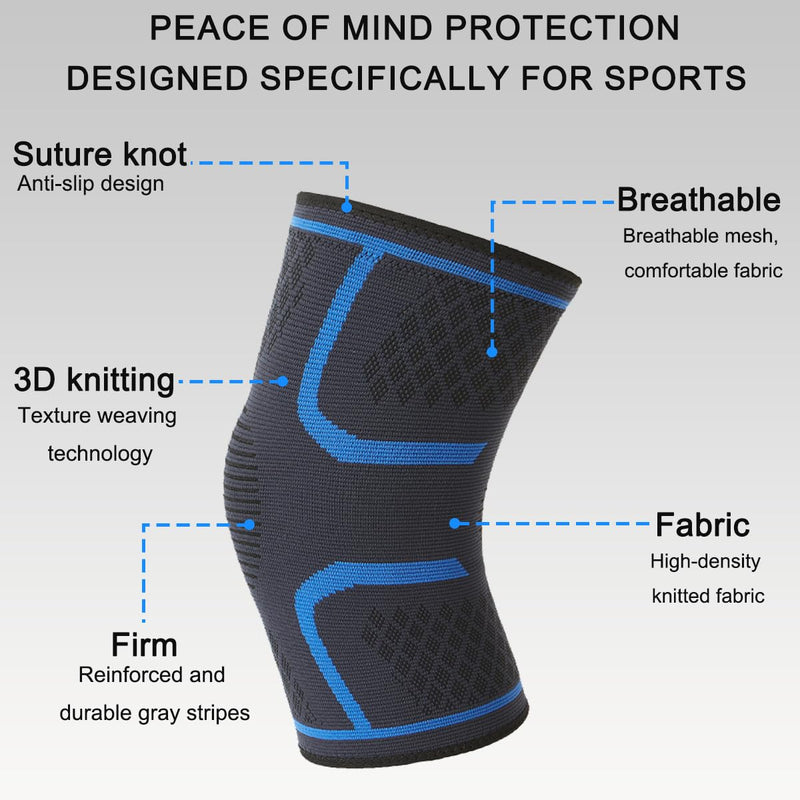 2-Pack Compression Knee Brace for Women & Men - Knee Support Sleeve for Running, Weightlifting, Meniscus Tear, Arthritis Pain Relief, Breathable Anti-Slip Sports Knee Sleeves (Black) Black - BeesActive Australia