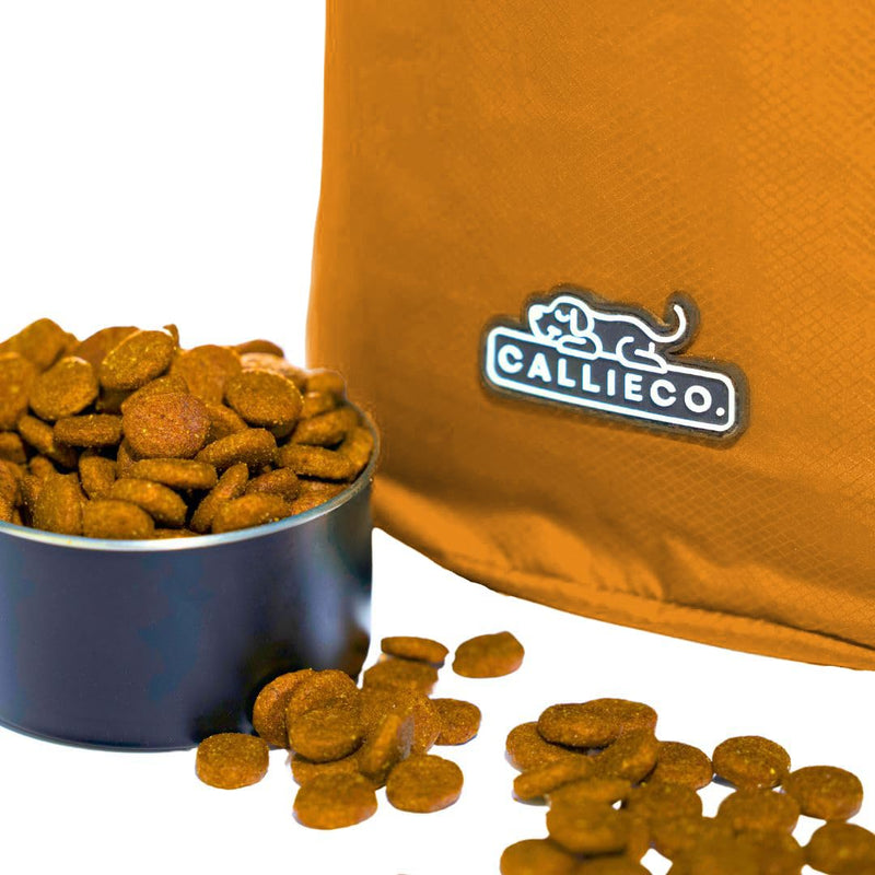 Dog Food Travel Bag w/ 1 Cup Scoop and Zipper Side Pocket | Waterproof Kibble Storage Container for Home, Road Trips, Camping, Boarding and More (Orange, 32 Cups) Orange - BeesActive Australia