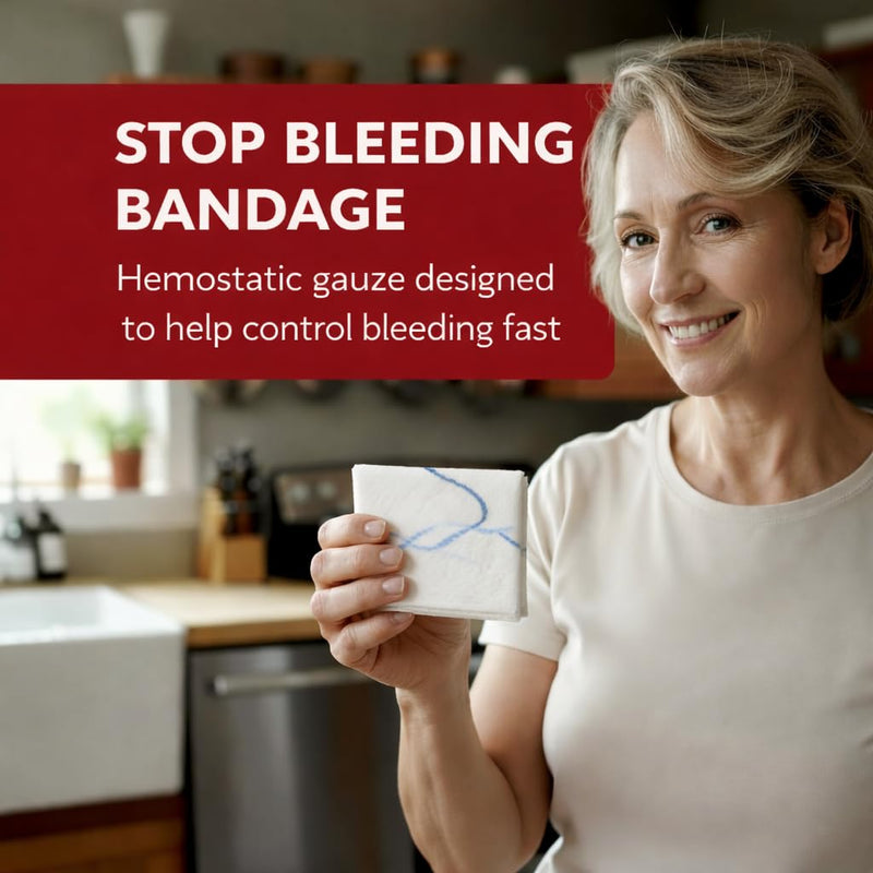 Hemostatic Gauze Bleed Stop Kaolin Blood Clotting Bandage 3in x12ft 3 in x 12 ft
