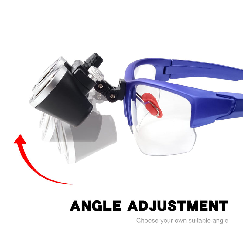 EustomA 3.5X Binocular Loupes Magnifier with 5W LED Clip on Headlight Optical Glass Headlamp with Two Clips Adjustable Cloth Bag DY-409-3.5X (Blue) Blue - BeesActive Australia