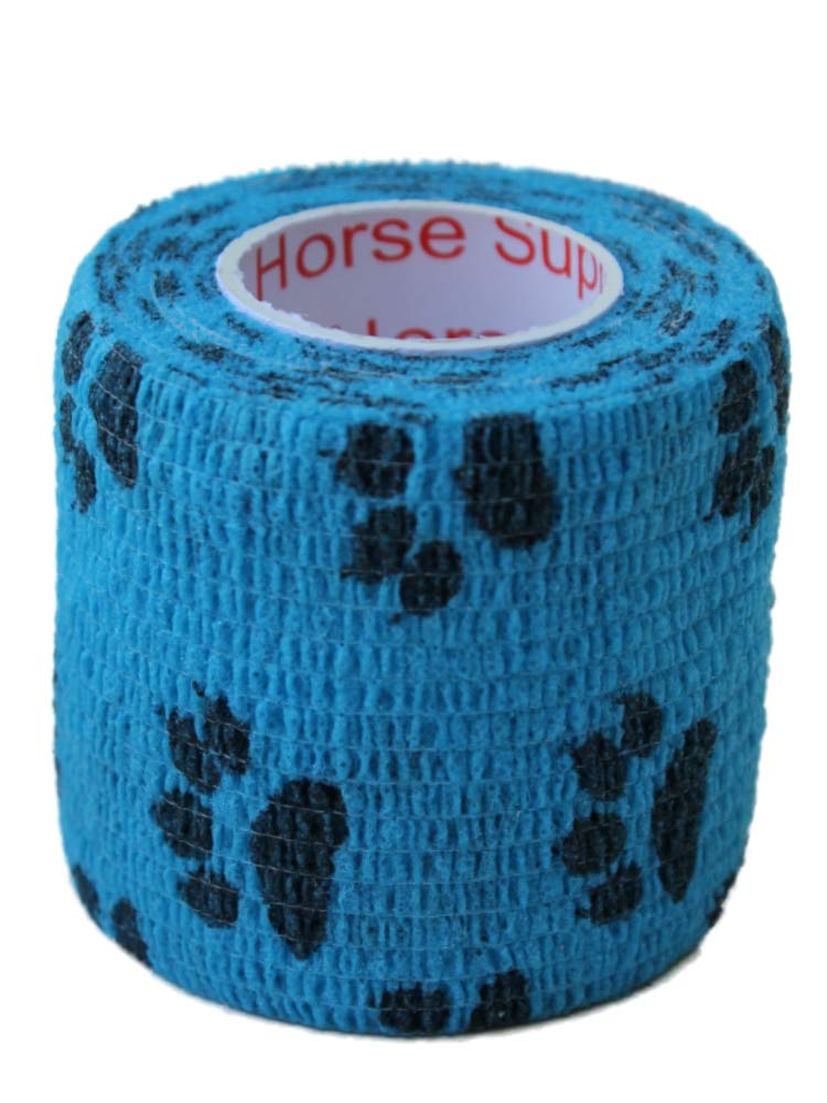 2 Inch Vet Wrap Tape Bulk (Blue, Neon Green, Neon Pink, and Black Paw Prints on Blue, Neon Green, Neon Pink) (Pack of 6) Self Adhesive Adherent Adhering Flex Bandage Grip Roll for Dog Cat Pet 6 Rolls Assorted 2 - BeesActive Australia