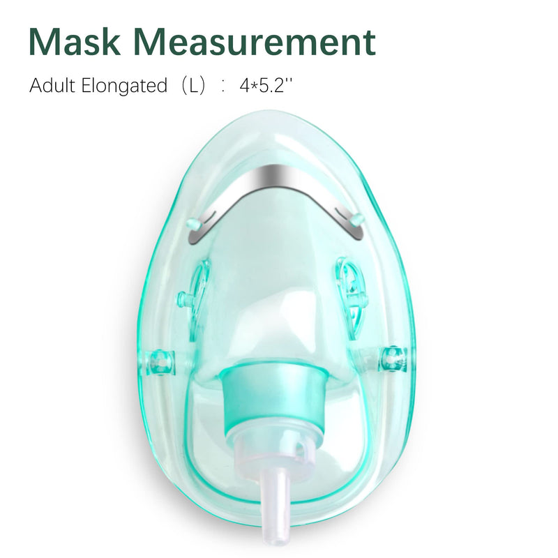 2 Pack Oxygen Mask for Face Adult with 6.6' Tube (Size L-Clear Green-2pcs) - NO Cup - BeesActive Australia