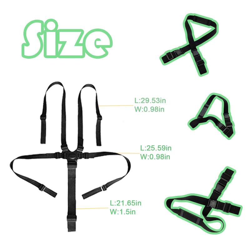 5 Point Harness Seat Belt Safety Strap Belt,High Chair Strap,Baby Safe Harness for Stroller Pushchair Pram Buggy Safe Protection,Safety Harness Strap Belt,Shoulder Strap Belts for Pram Black