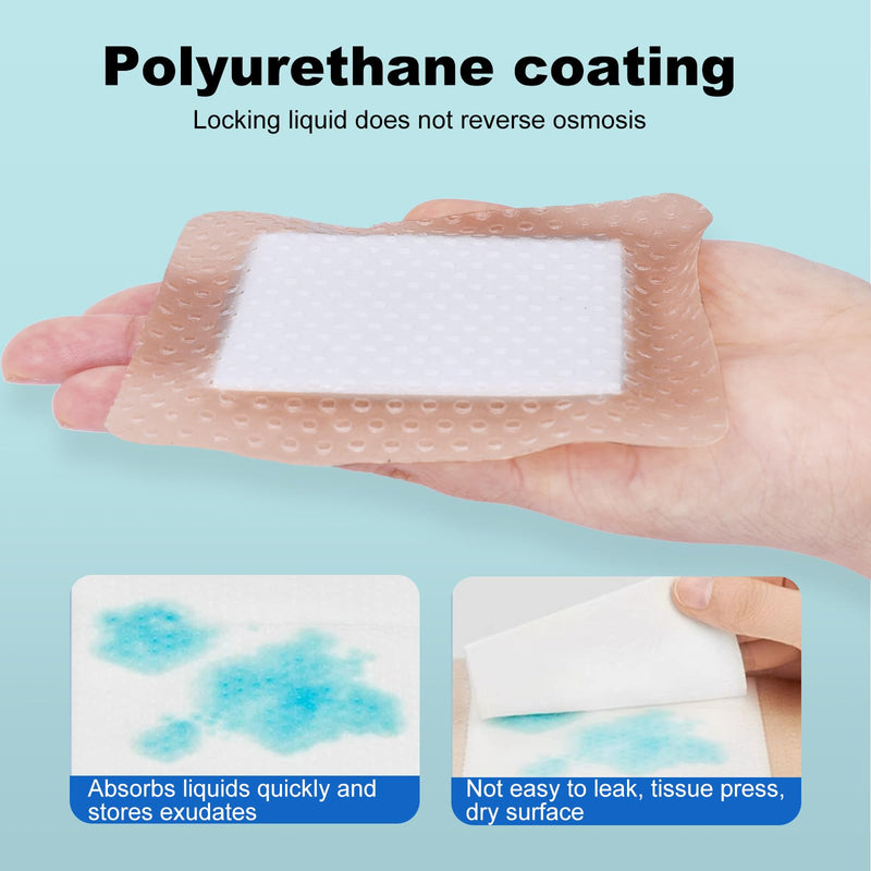 30 Pcs Silicone Foam Dressing 4x4 Gentle Border, Waterproof Silicone Bandages for Wounds Care, Bed Sore Patches, Super Absorbent Wound Dressing, Self Adhesive Pressure Sore Pads 4''x4'' (30 Packs) - BeesActive Australia