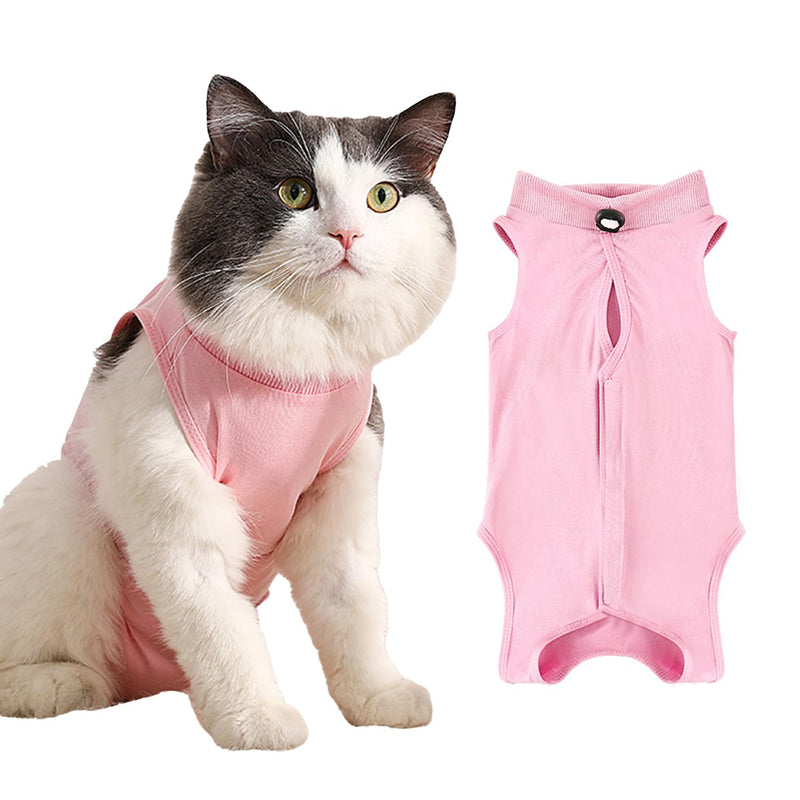 1 piece cat surgery recovery suit, E collar alternative for cats, cat bodysuit after surgery with anti-licking, anti-licking pajama suit for abdominal wounds or skin diseases (size L, pink) - BeesActive Australia