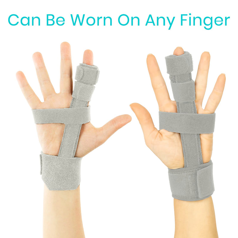 Vive Finger Splints for Trigger Finger - For Broken Fingers, Hand, Middle, Ring, Wrist - Adjustable Brace Support - Locking Straightening Immobilizer for Sprains, Pain Relief, Mallet Injury, Arthritis Grey