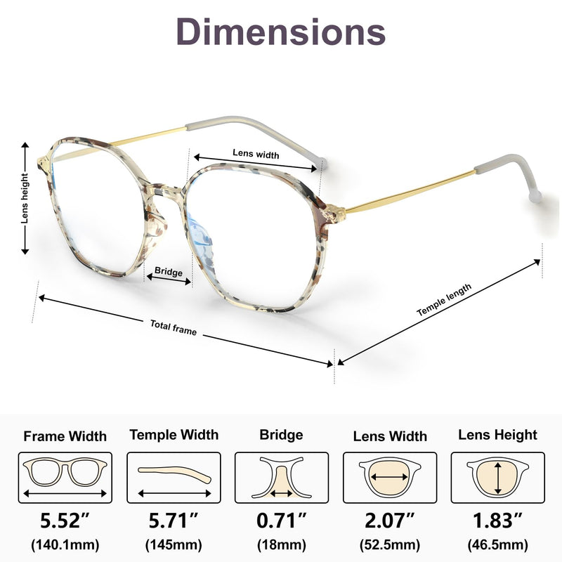 VISOONE Lightweight TR90 Blue Light Blocking Glasses Frame with Anti Glare Eye Protection for Women and Men RANE Rane Upg Terrazzo Tortoise