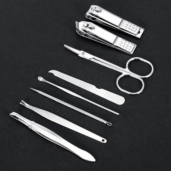 Etiquette Set, Grooming Set, Stainless Steel, Cutter, Nail File, Earpick (Red) - BeesActive Australia