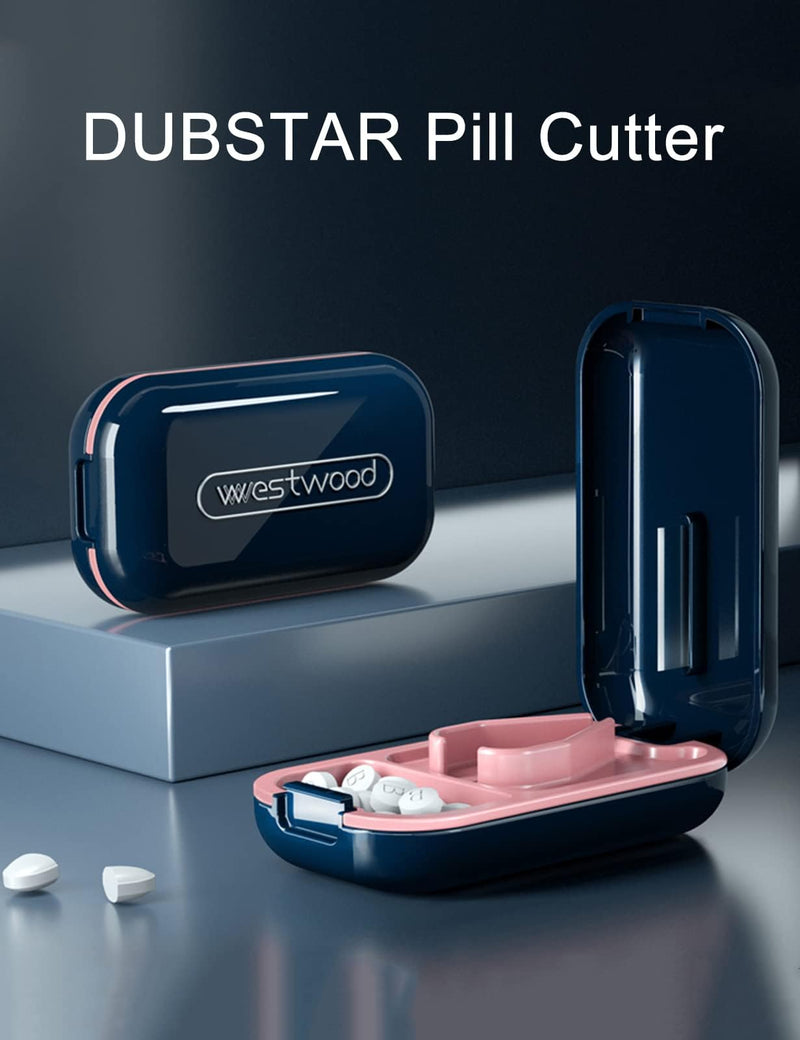DUBSTAR Small Pill Cutter, Pill Cutter Splitter for Small and Tiny Pills, Portable Pretty Pill Cutters for Large Pills, Cuts Vitamins Tablets for Purse Pocket (Pill Cutter, Blue) - BeesActive Australia