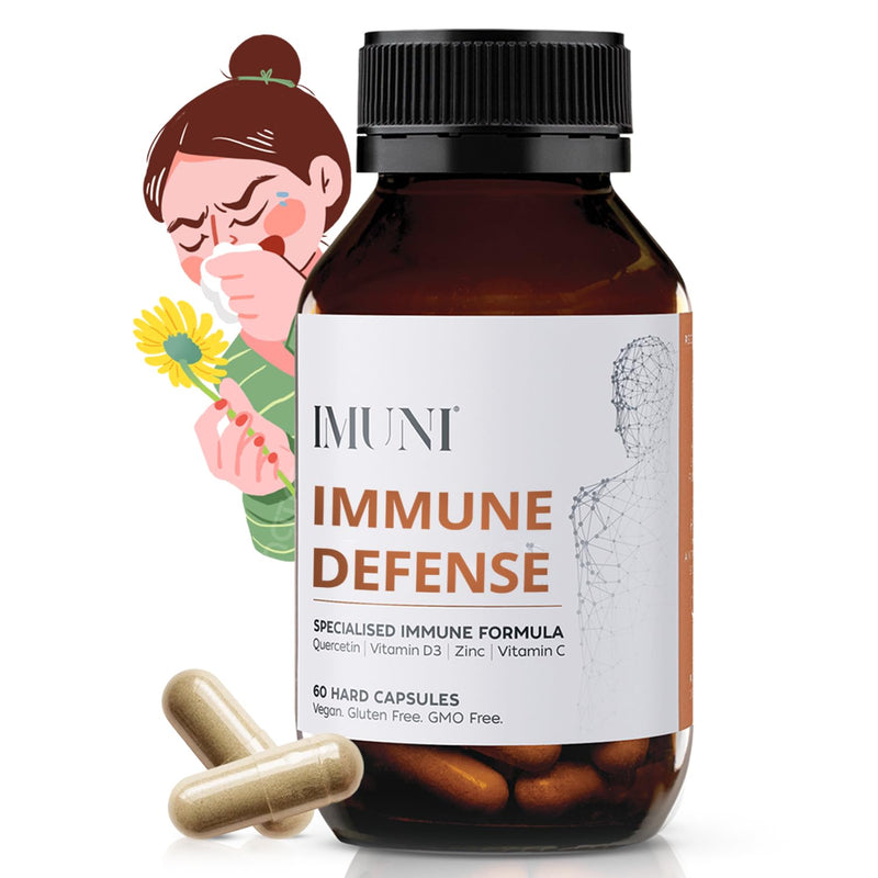 IMUNI Allergy Support & Immune Defense | Quercetin Supplement | Seasonal Allergy Support | Supports Histamine Balance | Daily Immune Support | Vitamin C, Zinc & Herbal Formula | 60 Vegan Capsules