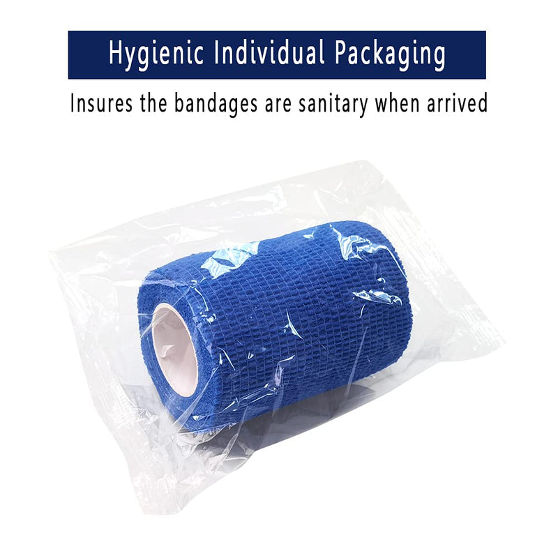 [12 Pack-3" x5Yards] MINGYUE Self Adhesive Bandage Wrap,Athletic Tape,Sports Tape,Wrist and Ankle Wrap Tape,Cohesive Bandage for Vet Tape(Blue) 12rolls Blue - BeesActive Australia