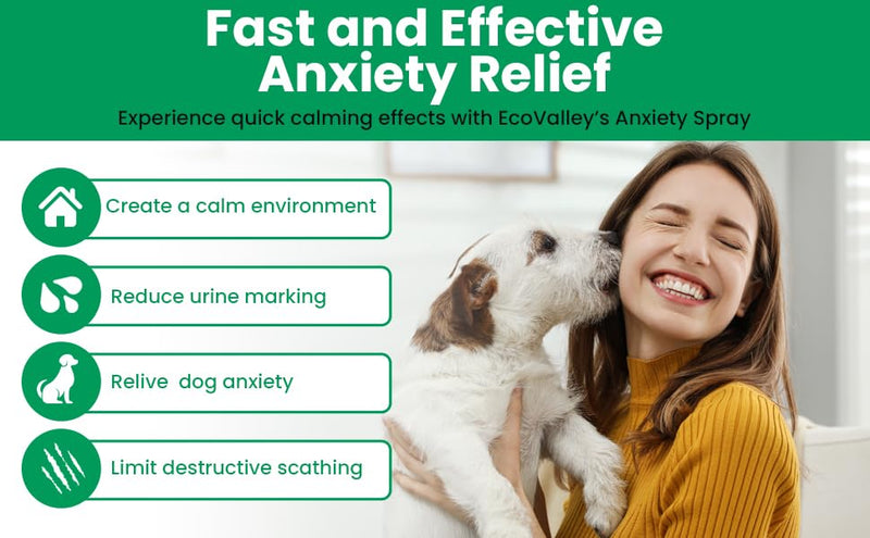 EcoValley Dog Puppy Calming Anxiety Spray - Training Aid & Natural Separation Anxiety Relief - Chemical-Free Formula - 500ml 500 ml (1 Pack)