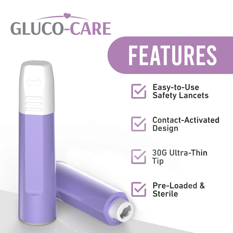 Safety Lancets, Contact Activated, 30G x 1.8 mm, Pre loaded, Sterile, Box of 100, Convenient Fingerprick Device 30G x 1.8mm