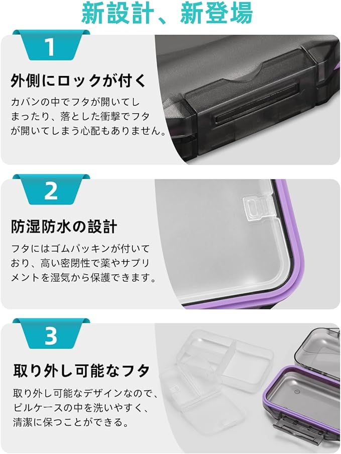 LNLQBS Pill Case, Medicine Case, Supplement Case, Portable, Supplement Case, Stylish, Medicine Container, Compact, Waterproof, Moisture-proof, Airtight, Portable, Travel, Small (Gray) -  Australia