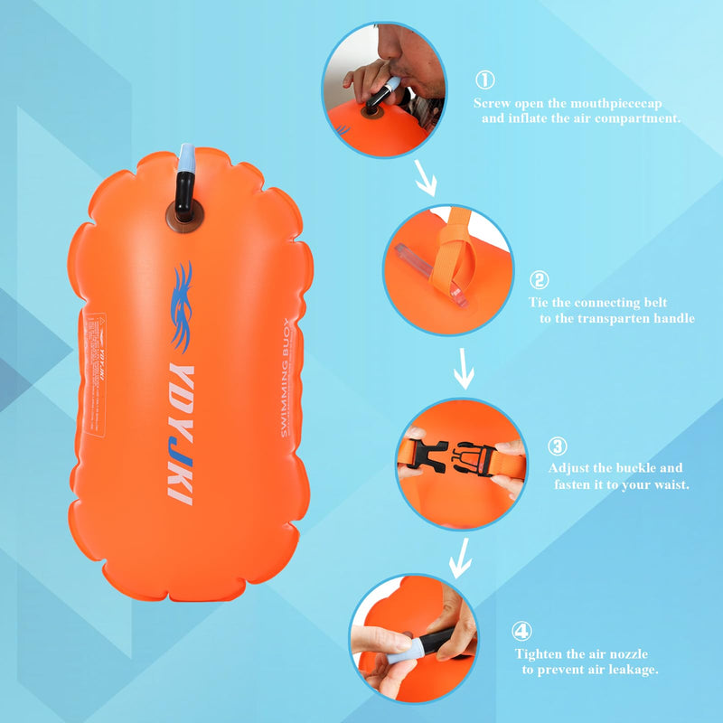 2 Pack Swim Buoy Float, Pool Floats Adult, Swimming Bubble Safety Float with Adjustable Waist Belt Orange/Orange