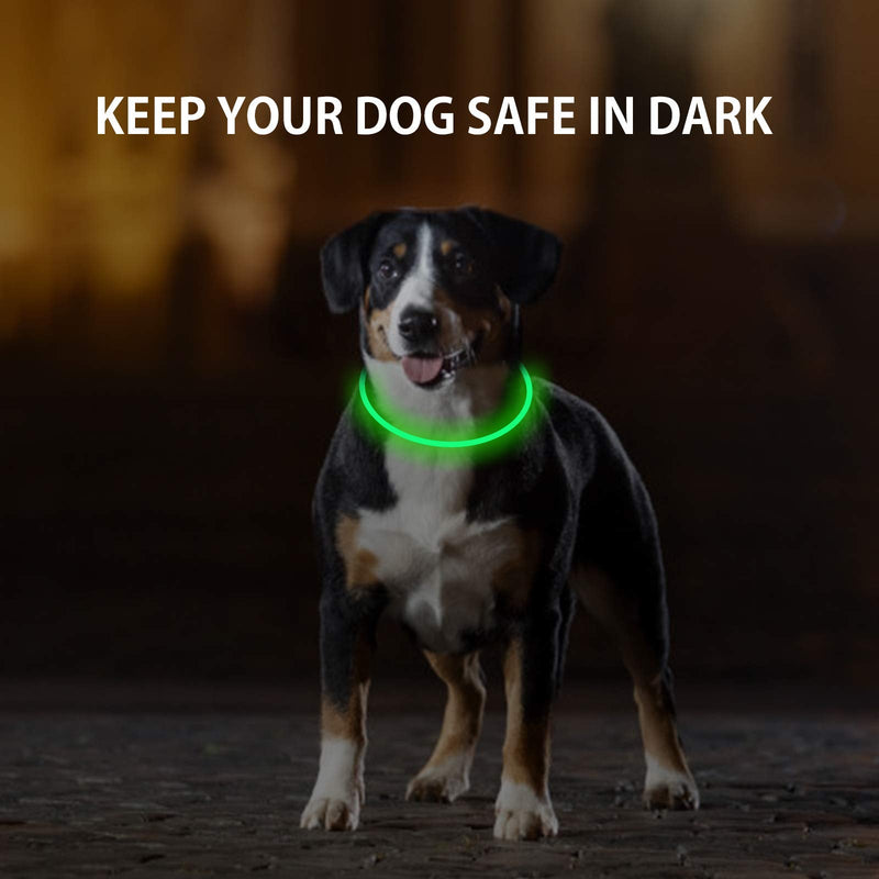 2-Pack LED Dog Collar, Light Up Dog Collars,Rechargeable Dog Lights for Night Walking，Universal, Reusable Safety Necklace for Small Medium Large Dogs Green&Blue - BeesActive Australia