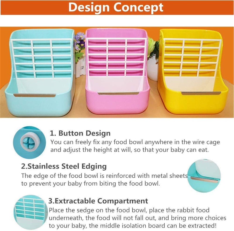 Rabbit Feeder, Hay Food Bin Feeder, Pink (Plastic), Adjustable, Removable Grass Rack, Stainless Steel Edge, for Rabbit, Guinea Pig, Chinchilla - BeesActive Australia