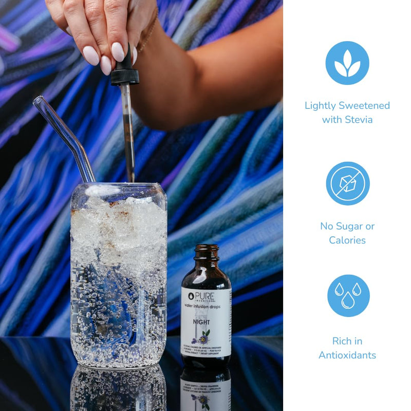Pure Inventions Night - Pear Flavored Water Infusion Drops - No Sugar, Calories, or Artificial Sweeteners - 60 Servings - 2oz Night Time - Pear - BeesActive Australia