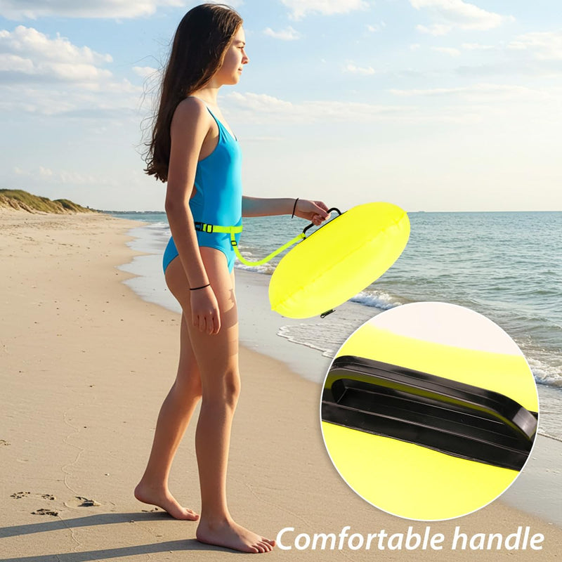 Swim Buoy for Open Water, Swimming Bubble Safety Float with Adjustable Waist Belt for Swimmers Triathletes Kayakers Snorkelers, Swimming Open Water Buoy for Safer Swim Training Orange and Yellow - BeesActive Australia