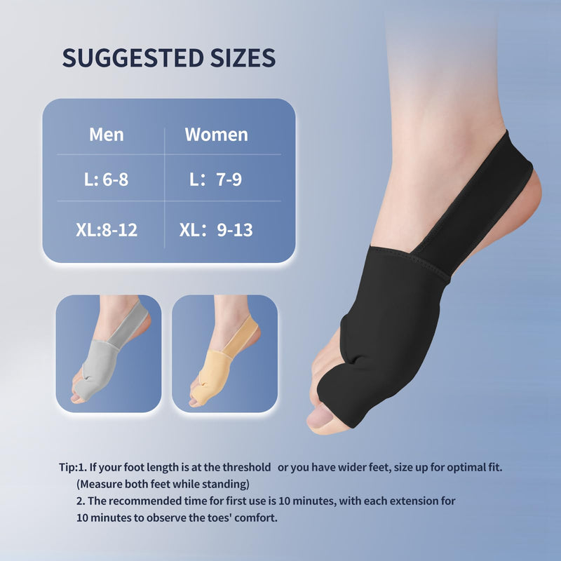 2PCS Bunion Corrector for Women & Men Big Toe, Bunion Relief Toe Straightener Bunion Splint Anti-Slip Heel Strap Comfortable Breathable for Day and Night Wear Black XL X-Large - BeesActive Australia