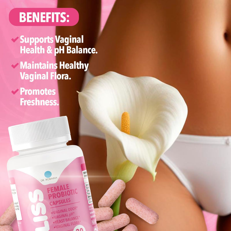 Dr. Robaina Women’s Daily Vaginal Probiotic + Cranberry & Pineapple, 5 B CFU Lactobacillus (rhamnosus, reuteri, gasseri, crispatus), pH Balance & Odor Control, Vitamin C & B-12, 30 Vegan Capsules 1 Unit