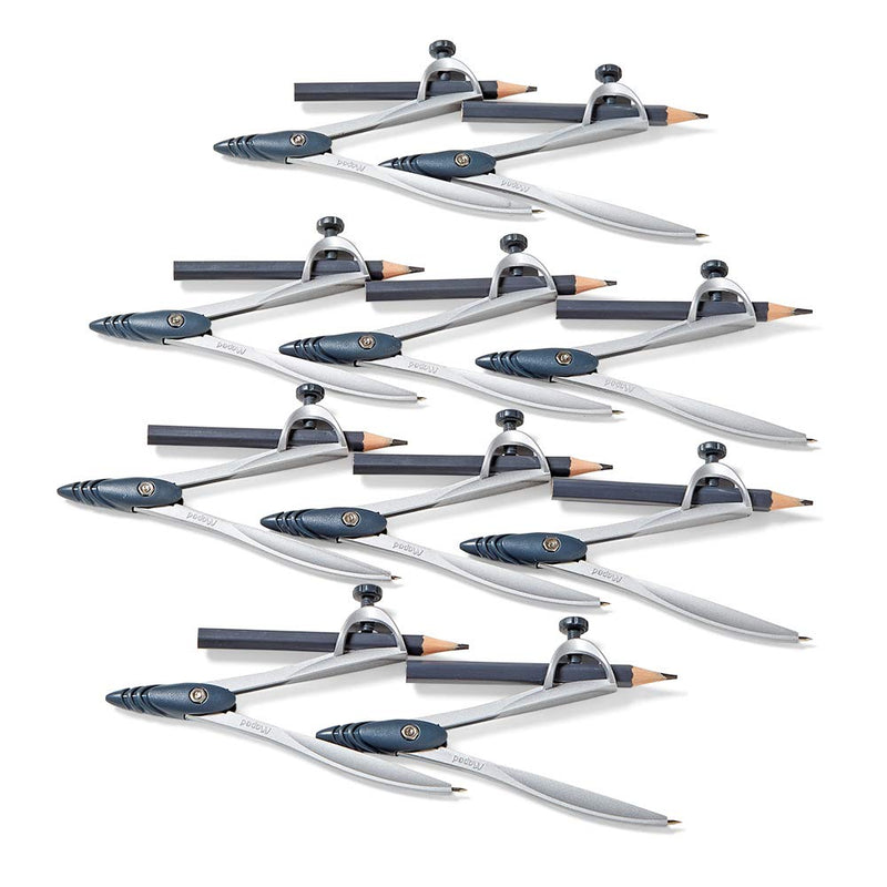 hand2mind Student Math Geometry Compass, Silver, Precision Tool for Geometry, Math, Drafting (Pack of 10)
