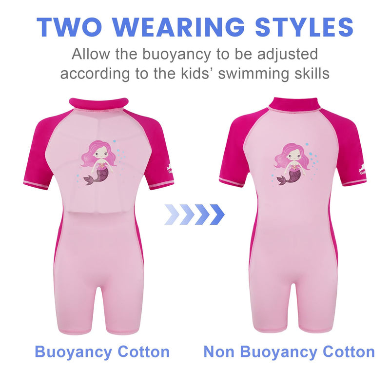 Gogokids Floatation Swimsuit One Piece Swimwear Float Suit Swim West, Toddler Bathing Suit Rash Guard with Arm Floaties Big Eyes Mermaid 8 - BeesActive Australia