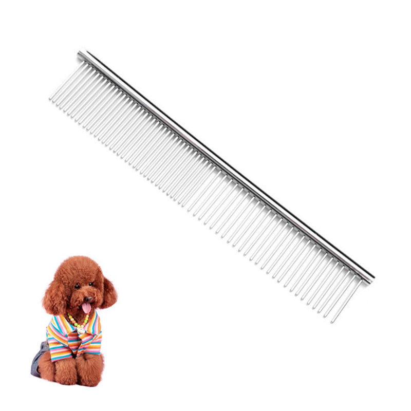 1 piece pet comb with rounded teeth, stainless steel dog comb for removing tangles and knots, pet comb brush care comb for cats and dogs (19 x 3.3 cm) - BeesActive Australia