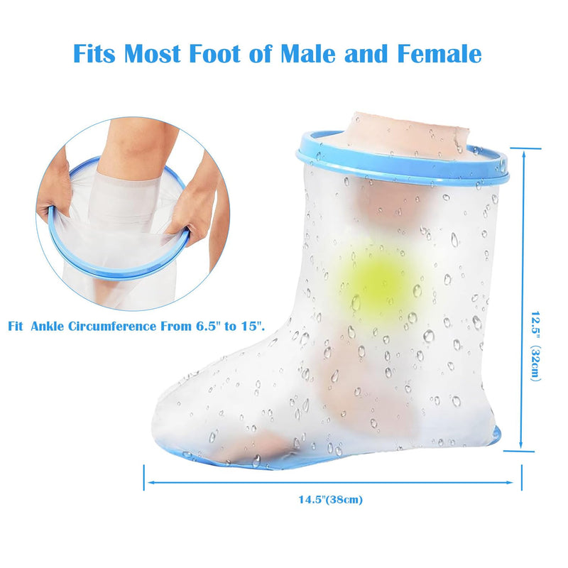 Waterproof Foot Shower Cover Adults, Foot Shower Cast Protector Watertight Shower Boot for Foot/Ankle Brace, Splints, Toe Bunion Post Surgery Bandage Dressing ADULT FOOT