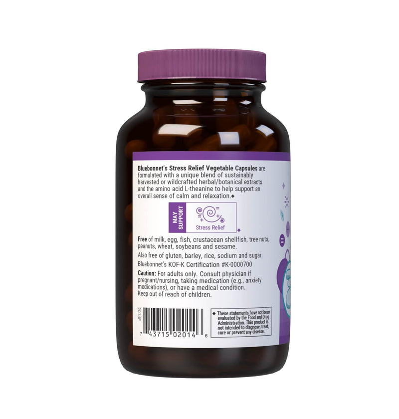 BlueBonnet Nutrition Targeted Choice Stress Relief Whole Food Based | Rhodiola Relaxing Calm Mood Supplement for Women & Men; Non-GMO, Vegan