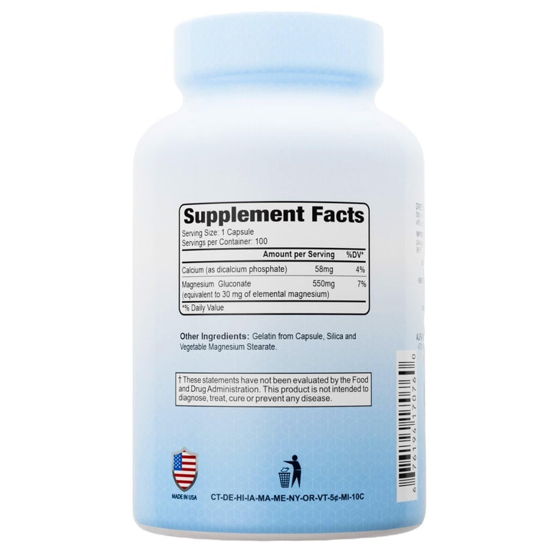 ALFA VITAMINS Magnesium Gluconate 550mg, Dietary Supplement, Supports Muscle & Nerve Function, Bone Health & Bedtime Support, Easy Absorption, Essential Vitamins for Wellness, 100 Tablets
