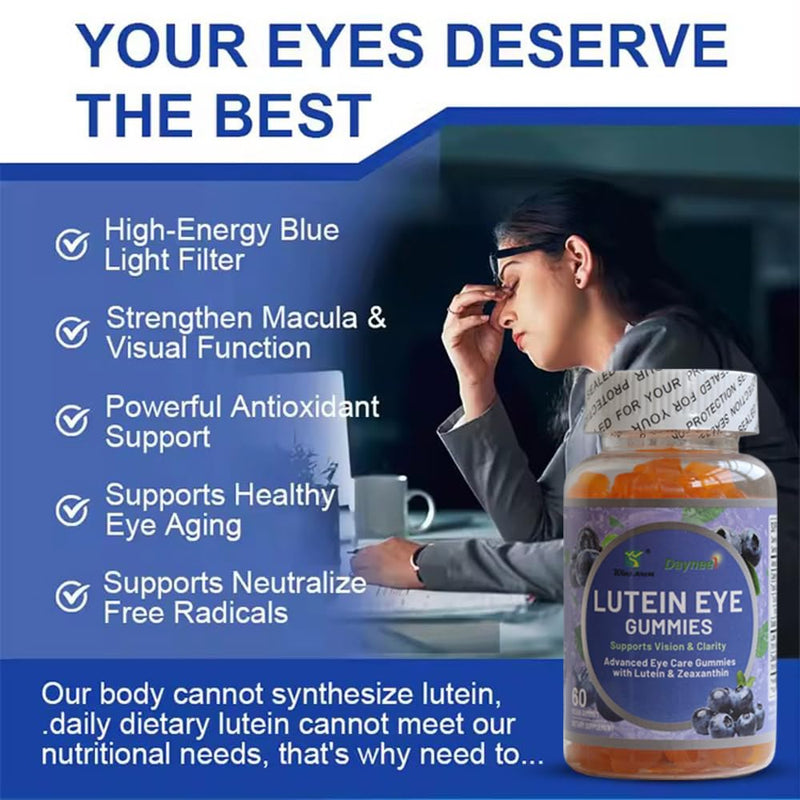 Lutein Eye Gummies, Eye Care Supplements for Adults, 60 Ct | With Lutein 20mg & Zeaxanthin 4mg, Supports Vision & Clarity, Vegan, Blueberry Flavored