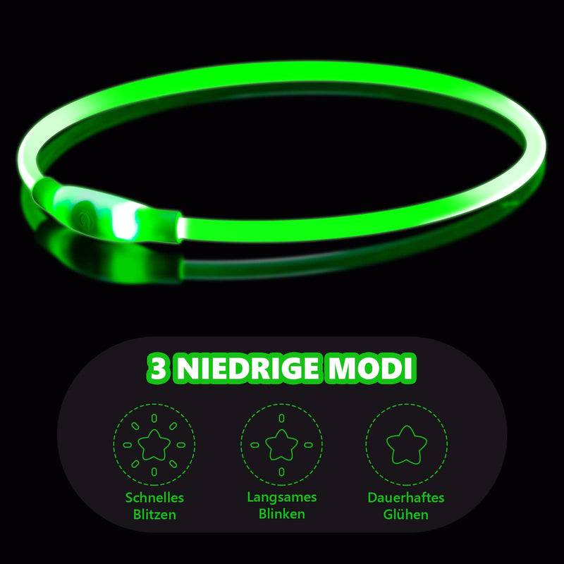 Luminous Dog Collar, Luminous Rechargeable Dog Collar, LED Collar for Dogs, Luminous Dog Collar, Adjustable Size Dog Luminous Collar, Safety for Your Dog at Night (Green2) B-Green - BeesActive Australia