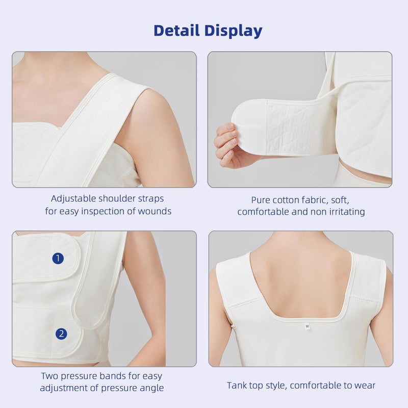 Compression Post Mastectomy without Reconstruction,Post Breast Surgery Compression Bandage, Minimally Invasive Surgery Chest Strap Compression Bandage, Medical Recovery Stretch Bandage(M)