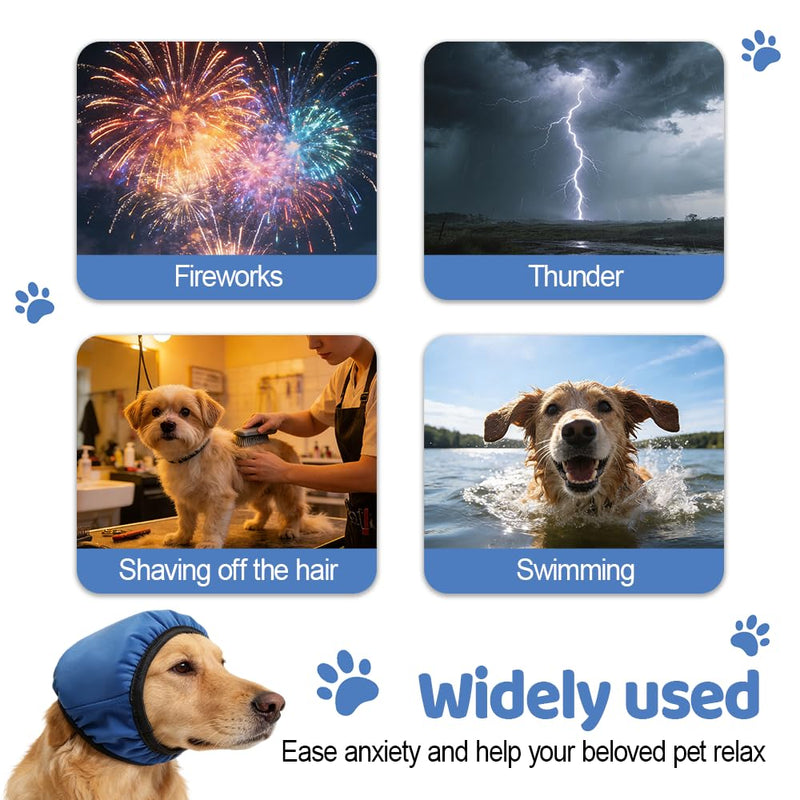 Dog Ear Muff, Noise Protection Waterproof Dog Bathing Ear Covers Adjustable Cat Quiet Earring Wrap for Grooming Swimming L