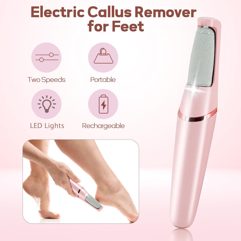 Callus Remover for Feet, ZABOUL Electric Foot Callus Remover Rechargeable Pedicure Tools Smooth Pedicure Wand Electronic Foot File, Feet Care for Removes Dry Hard & Dead Skin Ideal Gift Pink 1 - BeesActive Australia