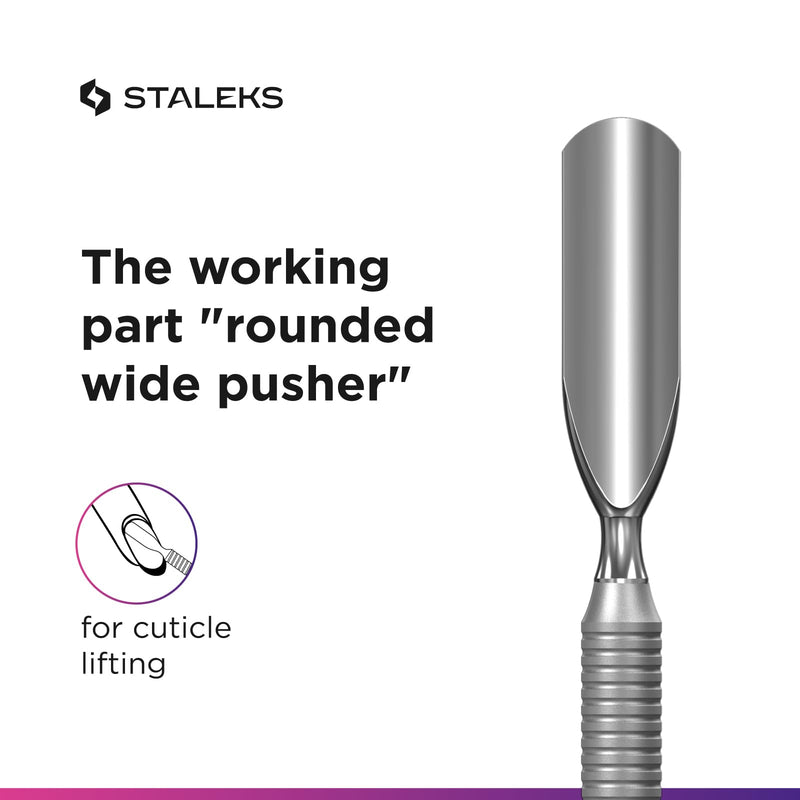 Staleks Pro Manicure Pusher SMART 51 Type 3 – Wide Cuticle Pusher and Nail Cleaner – Dual-Ended Stainless Steel Tool