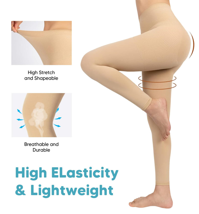8-15mmHg Medical Compression Pantyhose for Women Graduated Support Hose Leggings Tight for Varicose Veins Large-XL-Large Beige - BeesActive Australia