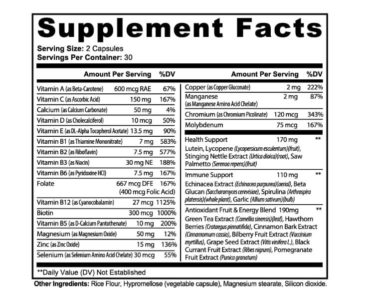 InBloome Women’s Multivitamin Supplement – Daily Multivitamin with Vitamins A, C, D, E & B-Complex, Biotin + Zinc – Immune & Energy Support – 60 Capsules