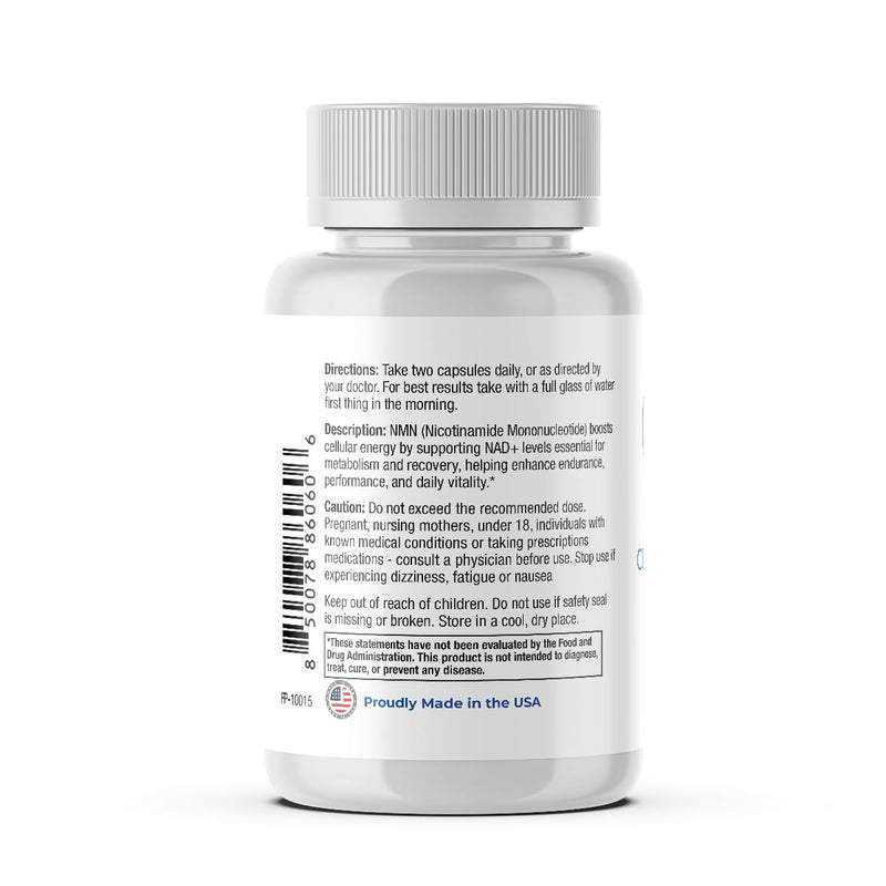 NMN 500mg NAD+ Cellular Boost Vegan (60 Capsules) | NMN NAD+ Supplement 500mg for Cellular Energy, Brain Clarity, Anti-Aging & Longevity | Recovery Support | Vegan Capsules 1 Pack