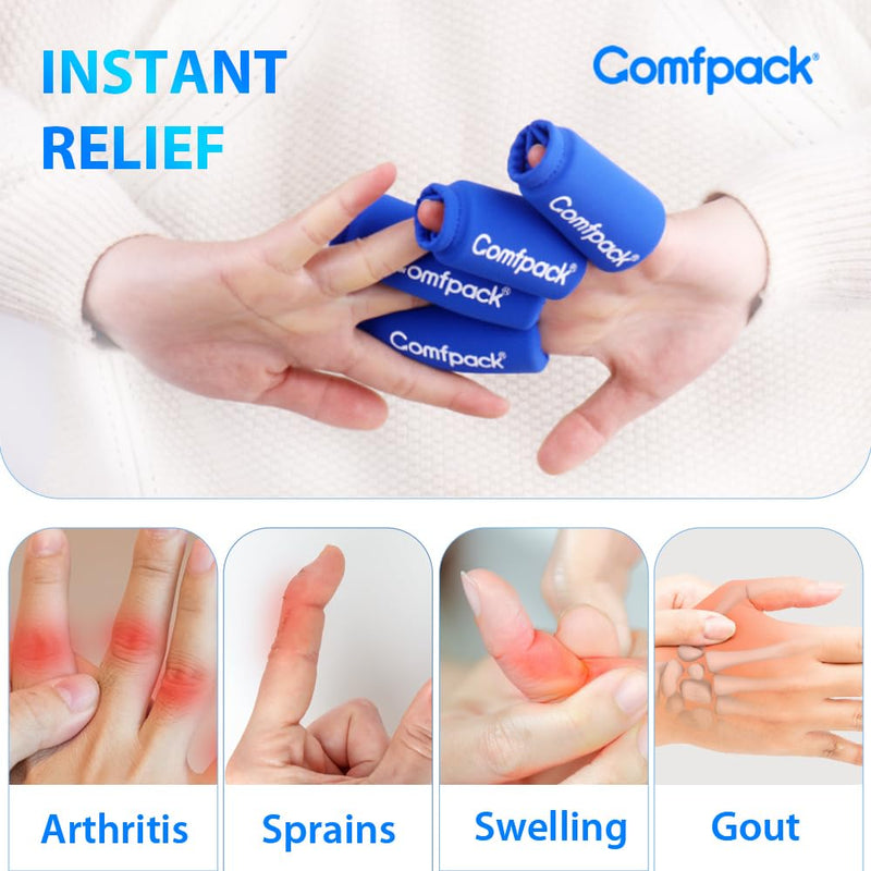 4PCS Finger Sleeves Gel Ice Pack, Finger and Toe Thumb Cold Gel Ice Packs, Reusable Hot Cold Compression Finger Brace Ice Packs for Injuries, Arthritis, Trigger Finger, Gout, Sprain Blue - BeesActive Australia
